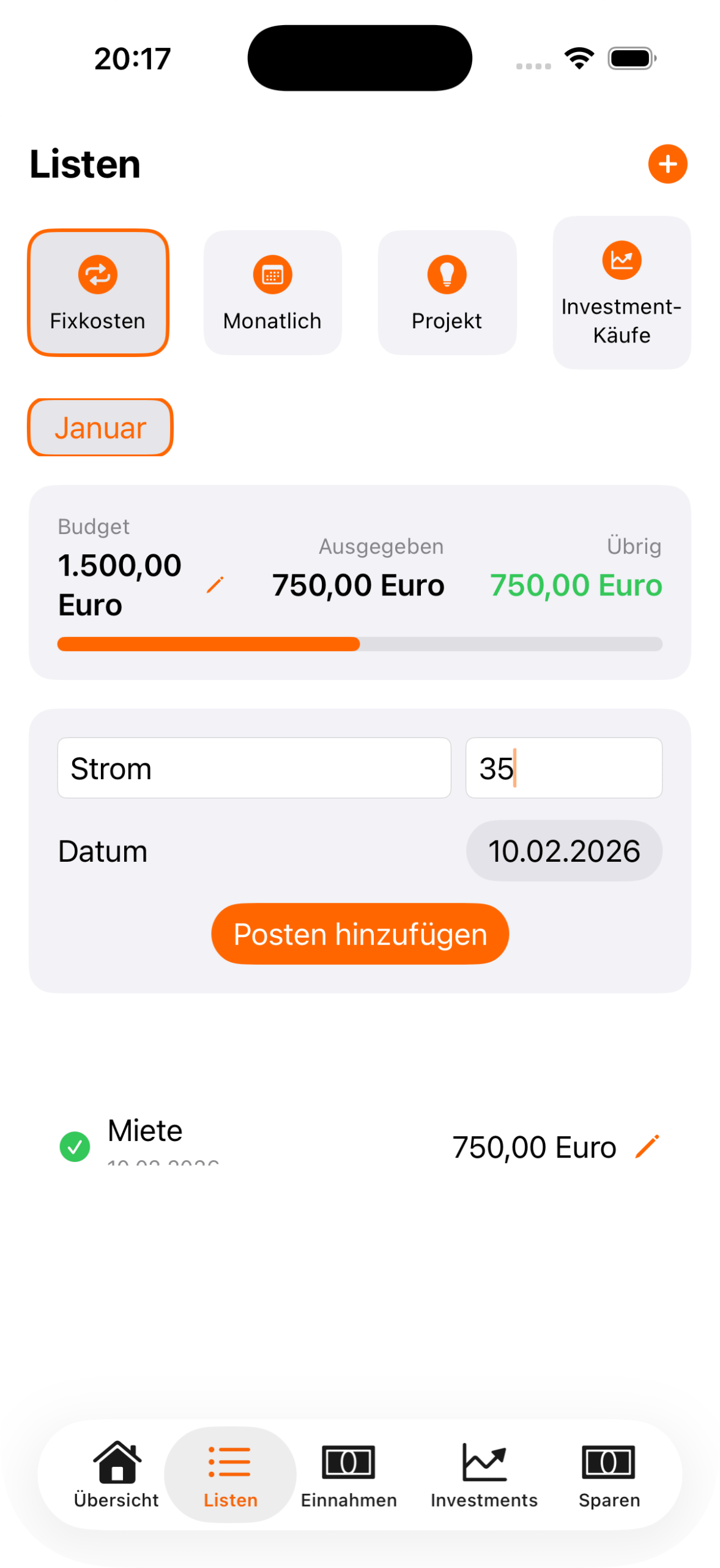 Captura de pantalla del simulador - iPhone 17 Pro - 11/02/2026 a las 20:17:19